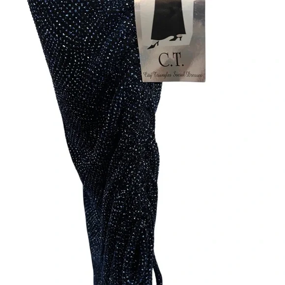 Vintage City Triangles Y2K One Shoulder Glitter Cocktail Dress-Size Large
